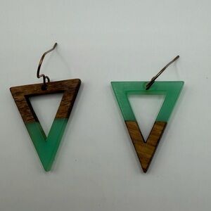 Green and Brown Geometric Earrings